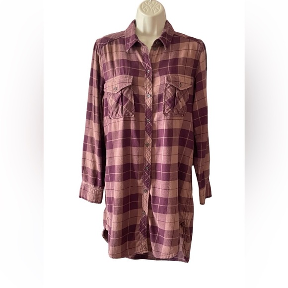 Aritzia Wilfred Free Veronika Buffalo Check Dress Size S Flannel Oversized Soft - Picture 1 of 12